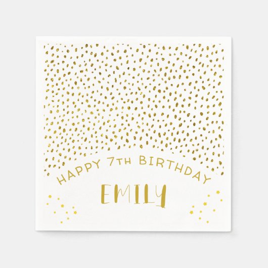 Serviette En Papier Gold Stars Faux Parties scintillant Anniversaire E (Devant)