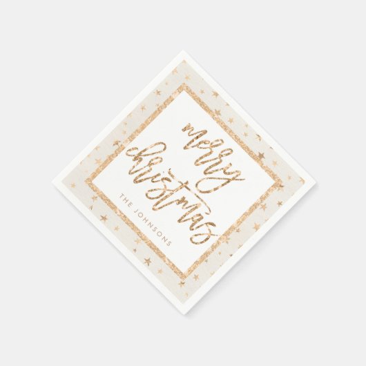 Serviette En Papier Gold Stars Joyeux Noël Crème Papier Napkins (Coin)