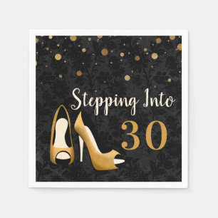 Serviette En Papier Gold Stepping in 30 Fête d'anniversaire de la femm