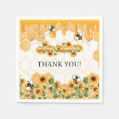 Serviette En Papier Gold Sunflower Honeycomb Honeybee Baby shower (Devant)