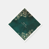 Serviette En Papier Gold Swirls Emerald Green Wedding  (Coin)