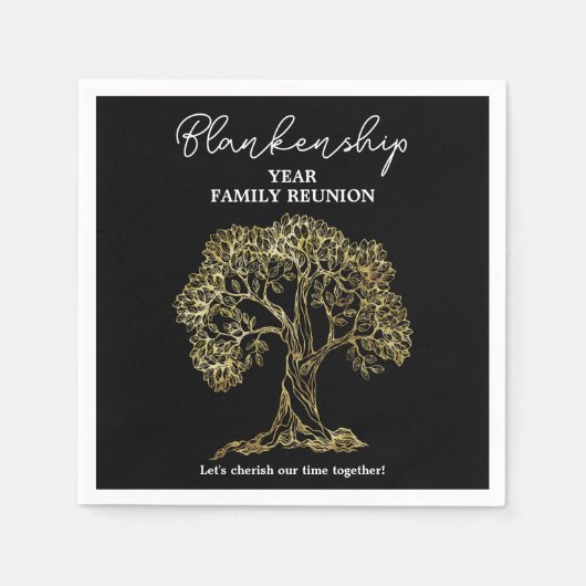Serviette En Papier Gold Tree Family Reunion Party Essentiel (Devant)