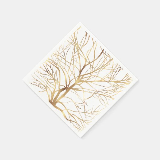 Serviette En Papier Gold Tree Silhouette (Coin)