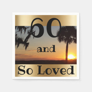 Serviette En Papier Gold Tropical Sunset 60th Birthday Party Napkins