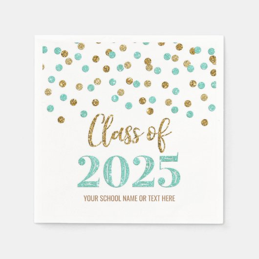 Serviette En Papier Gold Turquoise Confetti Classe de serviettes 2025 (Devant)