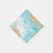 Serviette En Papier Gold Turquoise Nom Abstrait Mariage moderne (Coin)