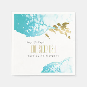 Serviette En Papier Gold Turquoise Poisson sous-marin N'importe quel â