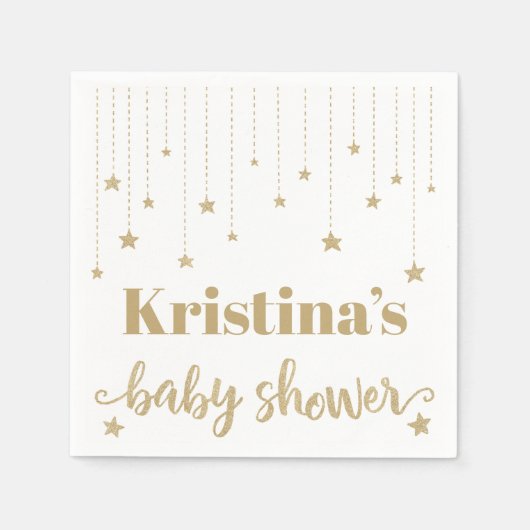 Serviette En Papier Gold Twinkle Twinkle Little Star Baby shower (Devant)