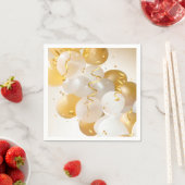 Serviette En Papier Gold & White Balloons Party (En situation)