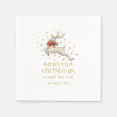 Serviette En Papier Gold White Christmas Reindeer (Devant)