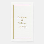 Serviette En Papier Gold White Elegant Classic Nom Mariage Minimal (Devant)