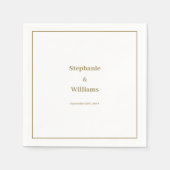 Serviette En Papier Gold White Elegant Mariage minimal moderne (Devant)