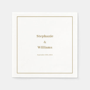Serviette En Papier Gold White Elegant Mariage minimal moderne