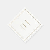 Serviette En Papier Gold White Elegant Mariage minimal moderne (Coin)