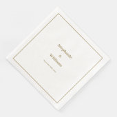 Serviette En Papier Gold White Elegant Mariage minimal moderne (Coin)
