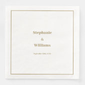 Serviette En Papier Gold White Elegant Mariage minimal moderne (Devant)