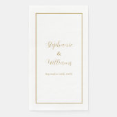 Serviette En Papier Gold White Elegant Simple Nom Mariage Minimal (Devant)