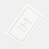 Serviette En Papier Gold White Elegant Simple Nom Mariage Minimal (Coin)