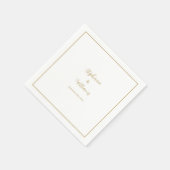 Serviette En Papier Gold White Elegant Simple Nom Mariage Minimal (Coin)