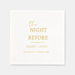 Serviette En Papier Gold & White minimaliste La nuit avant le Mariage