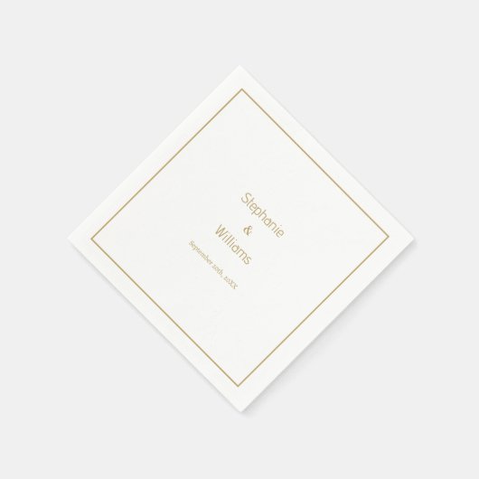 Serviette En Papier Gold White Simple Mariage Élégant minimal (Coin)