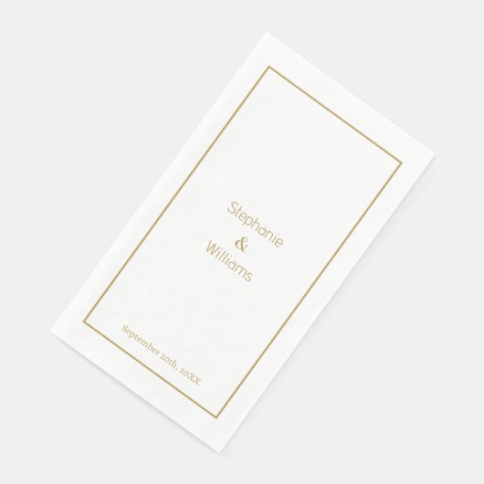 Serviette En Papier Gold White Simple Mariage Élégant minimal (Coin)