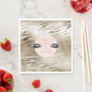 Serviette En Papier Gold Zebra Imprimé brillant Silver Sparkle Eyes