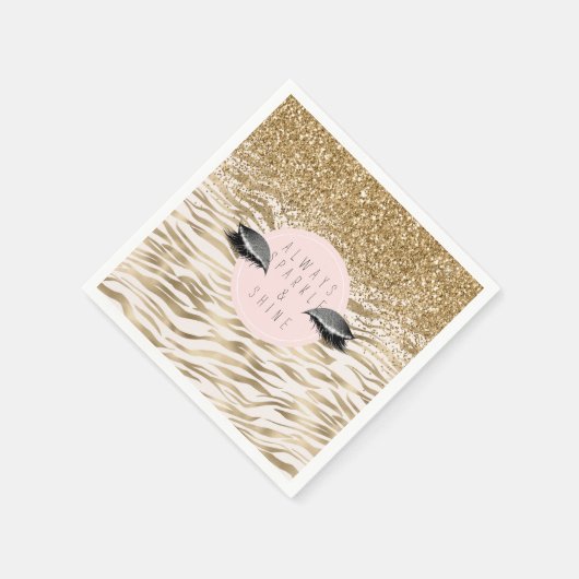 Serviette En Papier Gold Zebra Imprimer des yeux brillants (Coin)