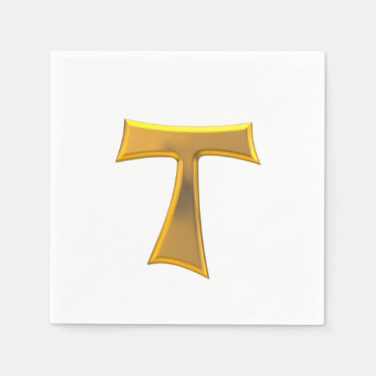 Serviette En Papier Golden 3-D Look Franciscan Tau Cross (Devant)
