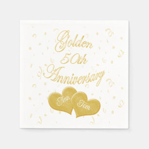Serviette En Papier Golden 50th Anniversary Customisé