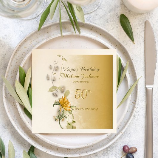 Serviette En Papier Golden 50th birthday paper napkins