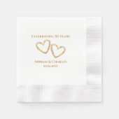 Serviette En Papier Golden 50th Mariage Anniversaire Coeur personnalis (Devant)