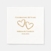 Serviette En Papier Golden 50th Mariage Anniversaire Coeur personnalis (Devant)