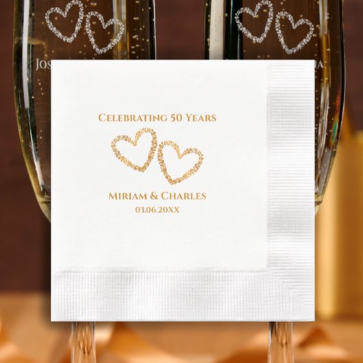 Serviette En Papier Golden 50th Mariage Anniversaire Coeur personnalis