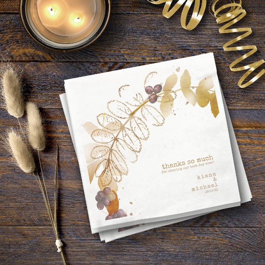 Serviette En Papier Golden Automne Mariage Berries ID655