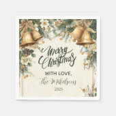 Serviette En Papier Golden Bells Noël rustique (Devant)