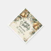 Serviette En Papier Golden Bells Noël rustique (Coin)