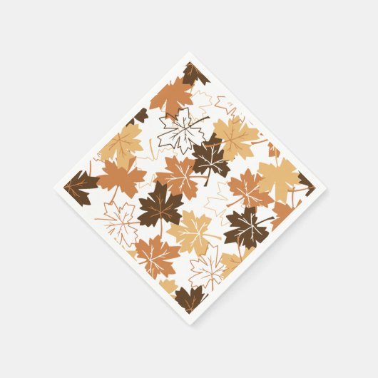 Serviette En Papier Golden Brown Automne Motif Blanc Ver (Coin)
