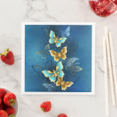 Serviette En Papier Golden butterflies (En situation)
