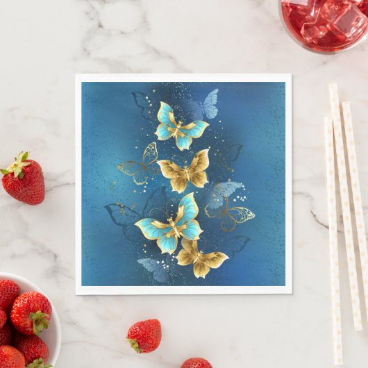 Serviette En Papier Golden butterflies (En situation)
