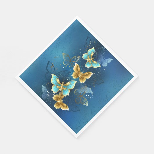 Serviette En Papier Golden butterflies (Coin)