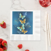 Serviette En Papier Golden butterflies (En situation)