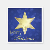 Serviette En Papier Golden Christmas Star Blue Bokeh (Devant)