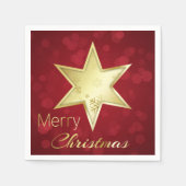 Serviette En Papier Golden Christmas Star Red Bokeh (Devant)