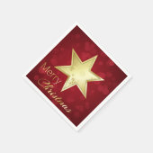 Serviette En Papier Golden Christmas Star Red Bokeh (Coin)
