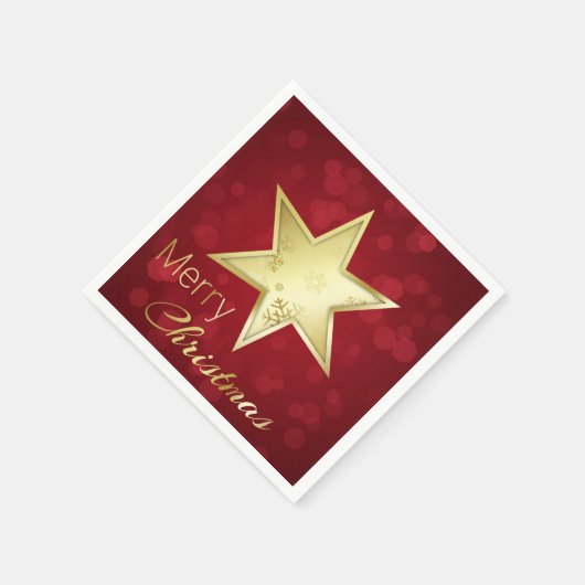 Serviette En Papier Golden Christmas Star Red Bokeh (Coin)