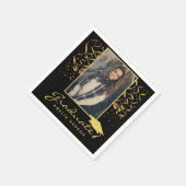 Serviette En Papier Golden Confetti Black Graduate Photo (Coin)