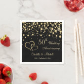 Serviette En Papier Golden confetti, coeur 50e anniversaire de Mariage (En situation)