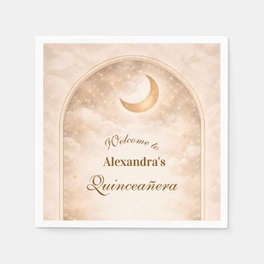 Serviette En Papier Golden Constellation Quinceañera (Devant)