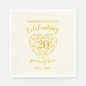 Serviette En Papier Golden diamant anniversaire 20 ans amour serviette (Devant)